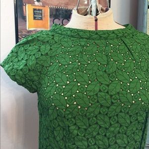 Forest green top with leaf detail